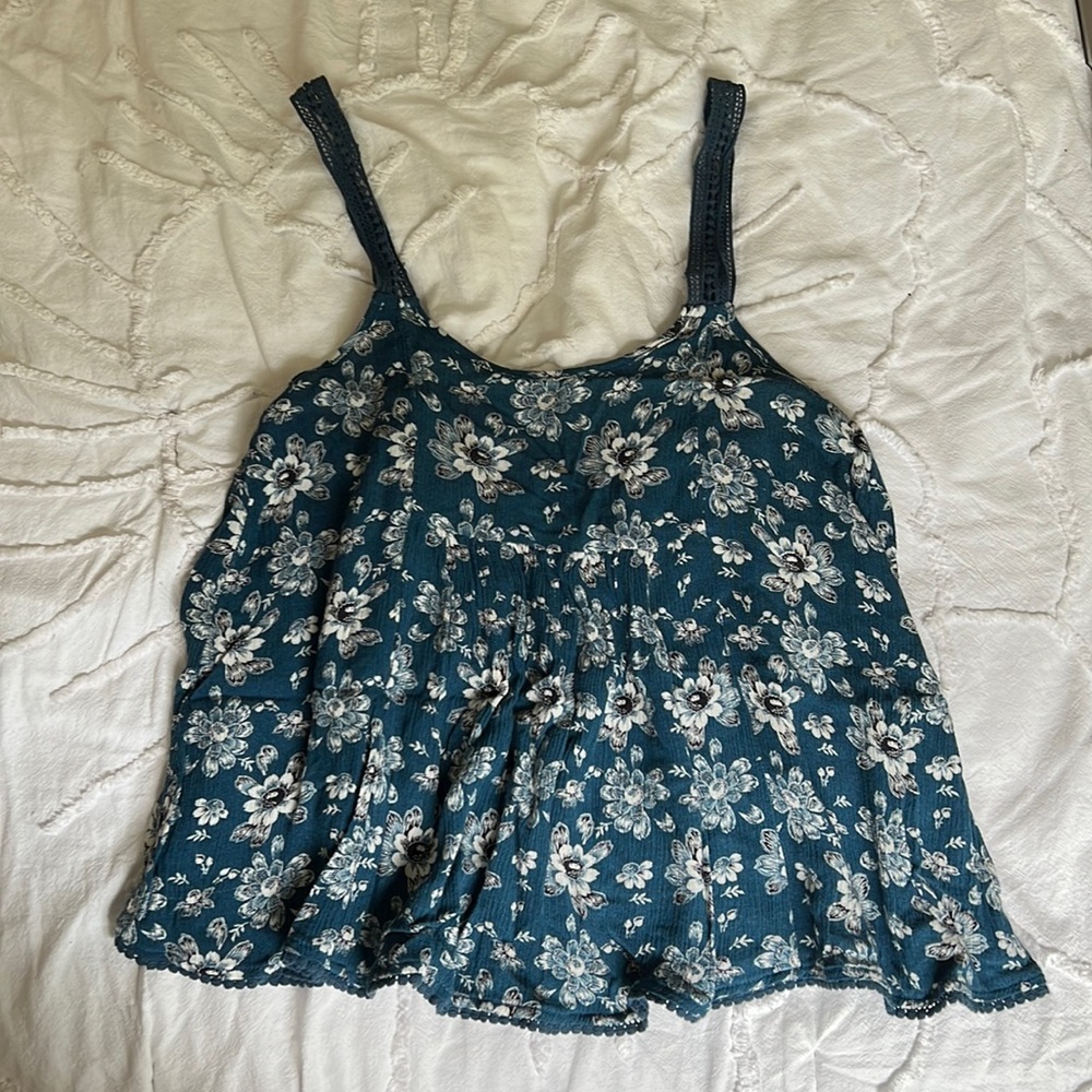 Aeropostale teal floral tank top